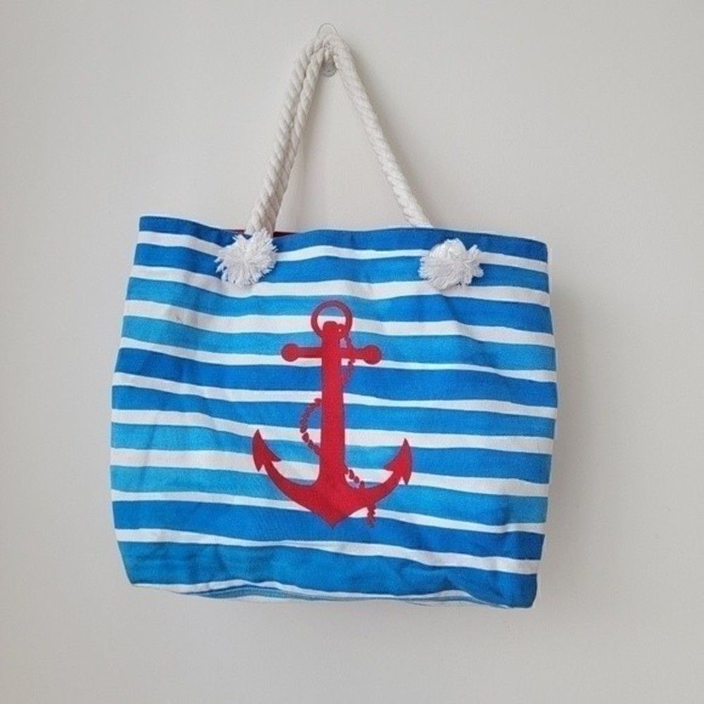PUNCTUATE BEACH marine sailor tote bag